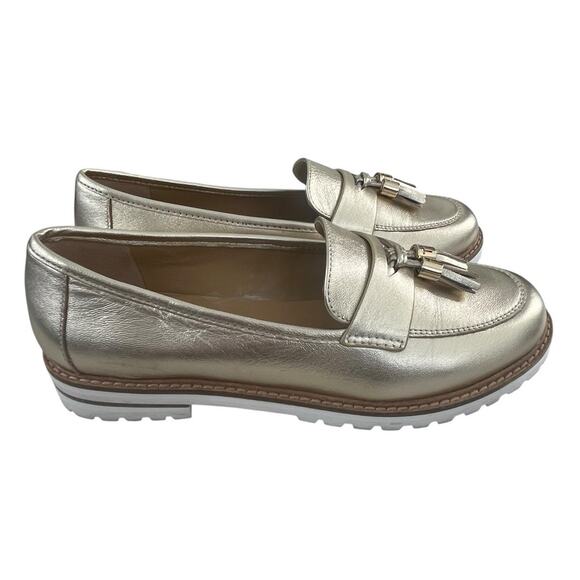 Talbots Shoes - Talbots Tassel Loafer Women's Size 6 M Gold Metallic Leather Slip On Comfort